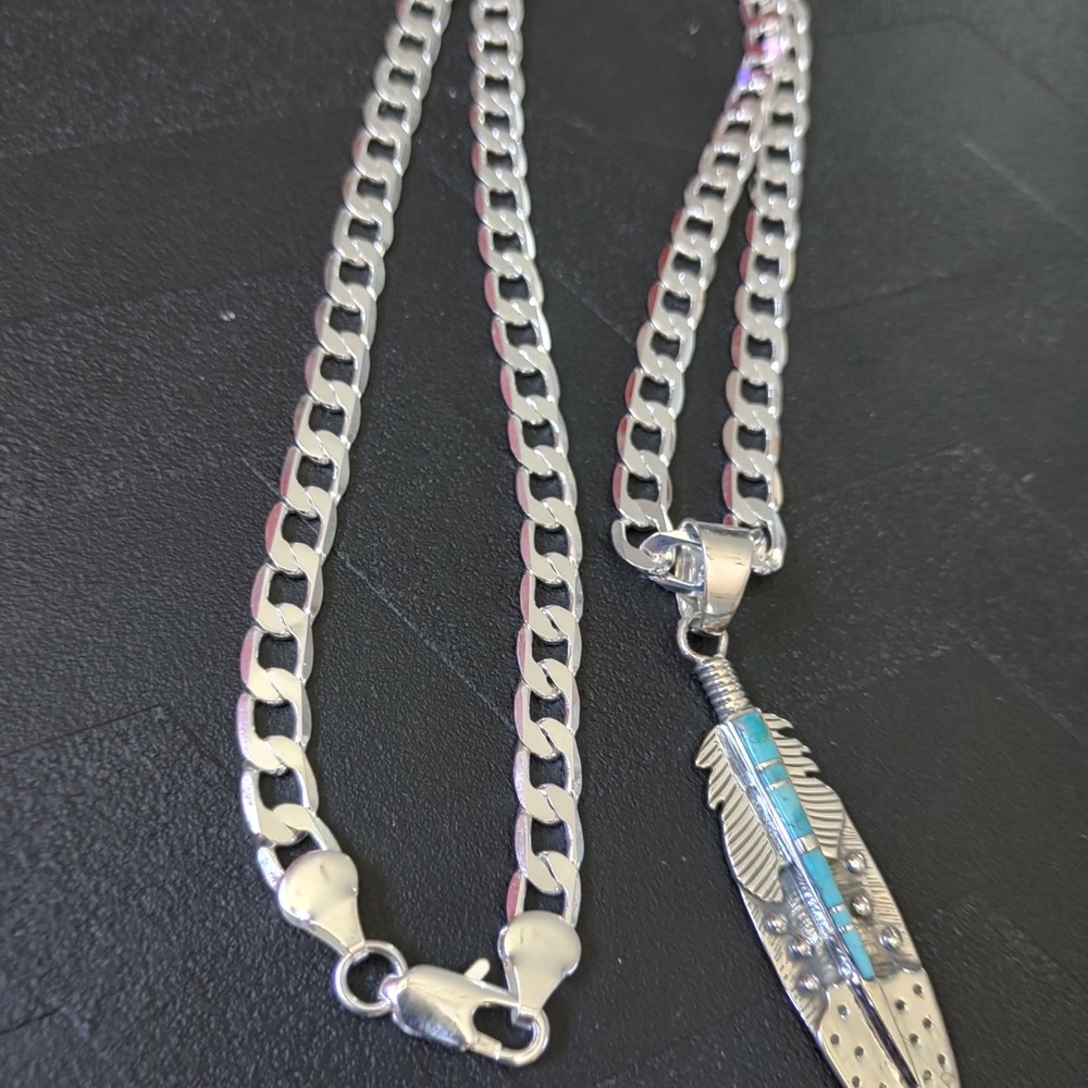 COPY - Sterling Silver Native Feather Pendant Necklace